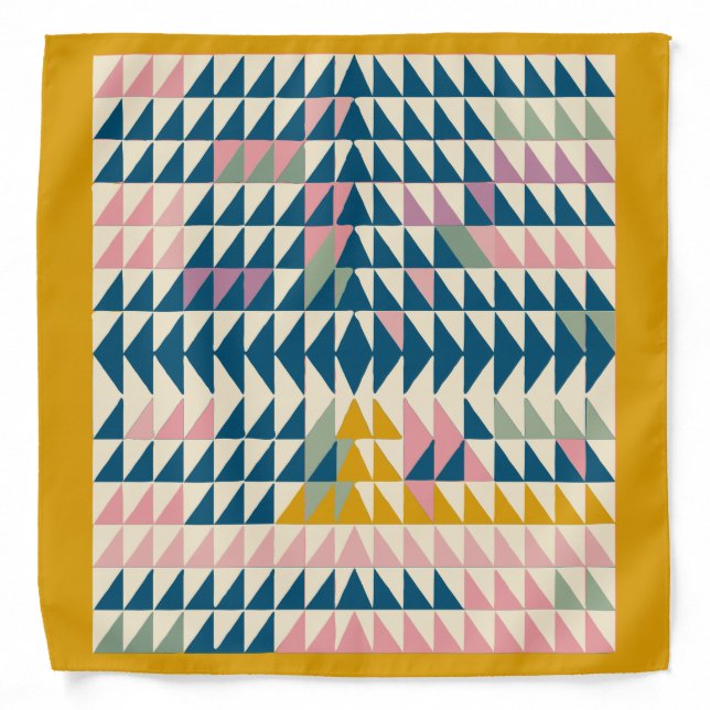 Colorful Brights Painted Geometric Shapes in Teal Bandana (Front)