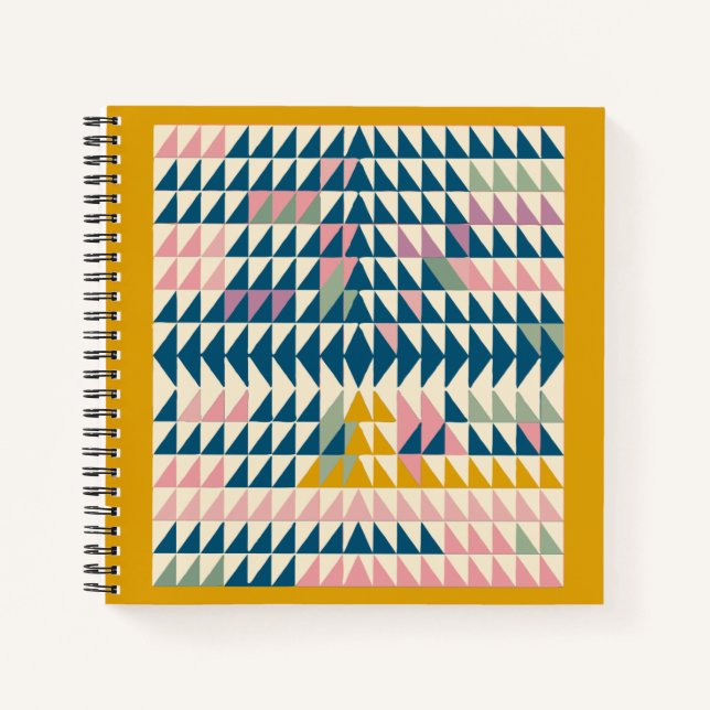 Colorful Brights Painted Geometric Shapes in Teal Notebook (Front)