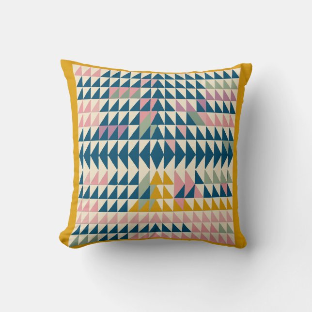 Colorful Brights Painted Geometric Shapes in Teal Throw Pillow (Front)
