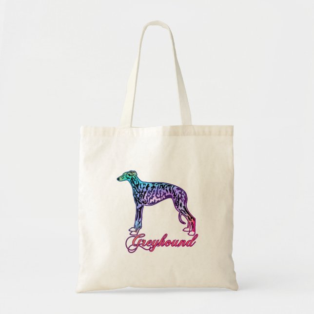Colorful Brindle Greyhound Tote Bag (Front)