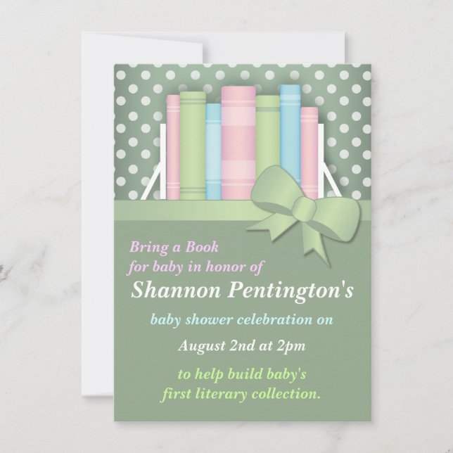 Colorful Bring a Book Baby Shower Invitations (Front)