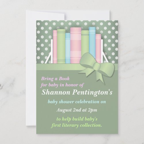 Colorful Bring a Book Baby Shower Invitations
