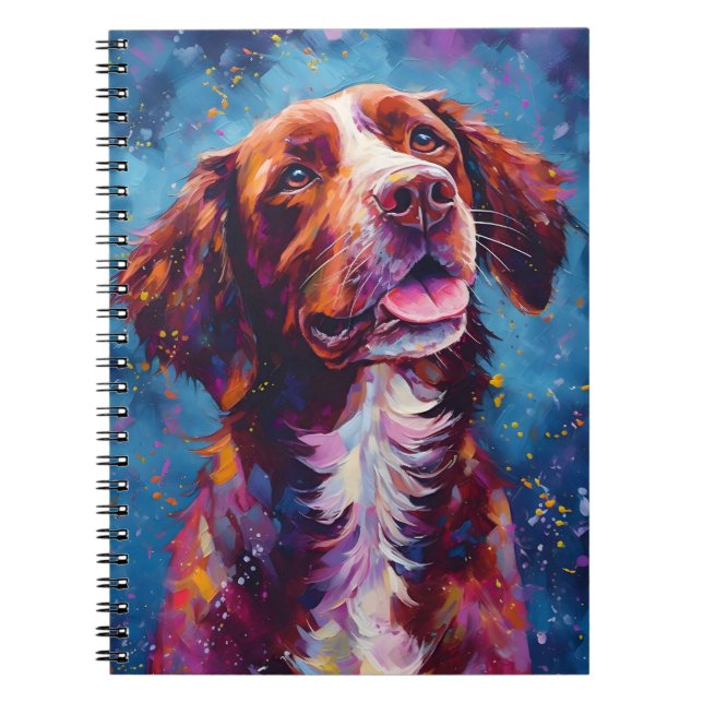 Colorful Brittany dog Notebook (Front)
