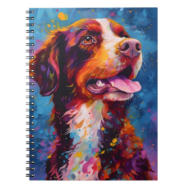 Colorful Brittany dog Notebook (Front)