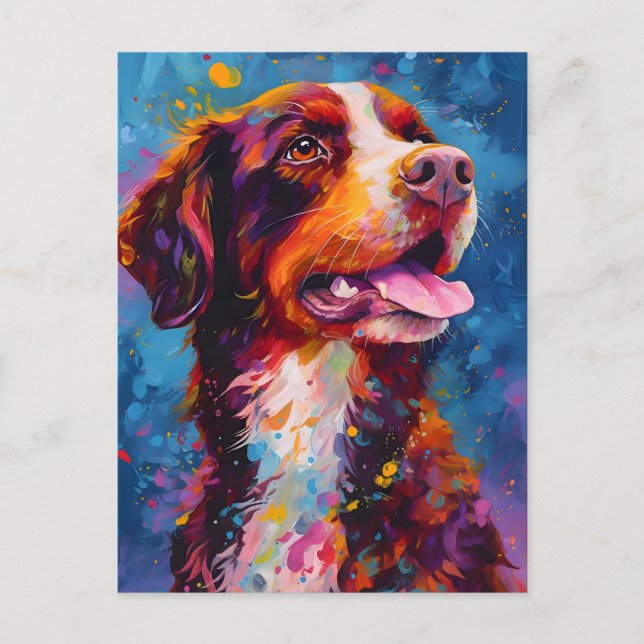 Colorful Brittany dog Postcard (Front)