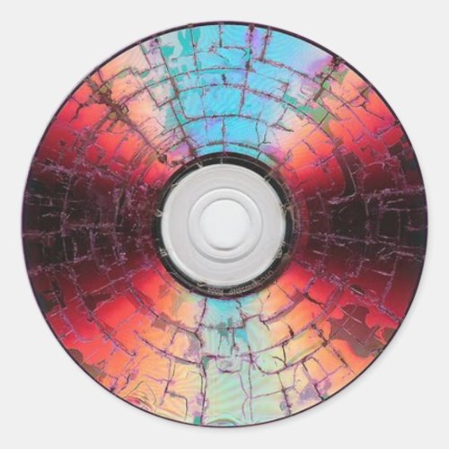 Colorful Broken CD  Disk Design Classic Round Sticker