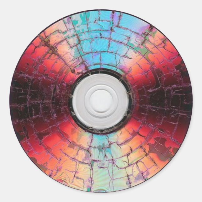 Colorful Broken CD  Disk Design Classic Round Sticker (Front)