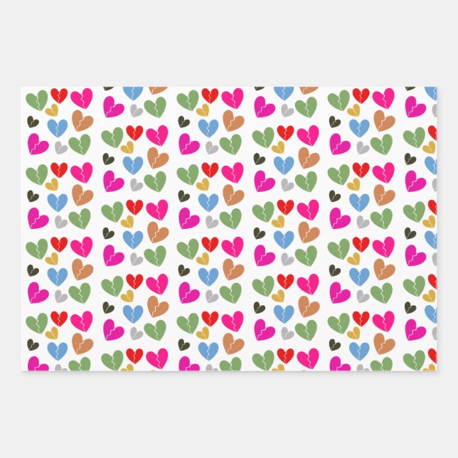 Colorful broken hearts: Love & Emotion Design  Wrapping Paper Sheets (Front)