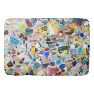 Colorful broken pottery wall picture very unusual bath mat