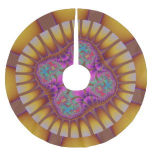 Colorful Brown, Gold and Purple Fractal Brushed Polyester Tree Skirt