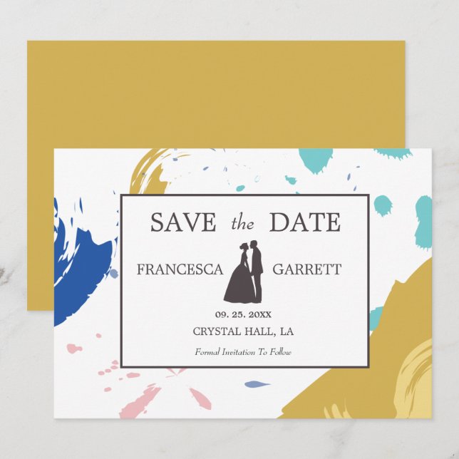Colorful Brush Stroke Illustration Invitation (Front/Back)