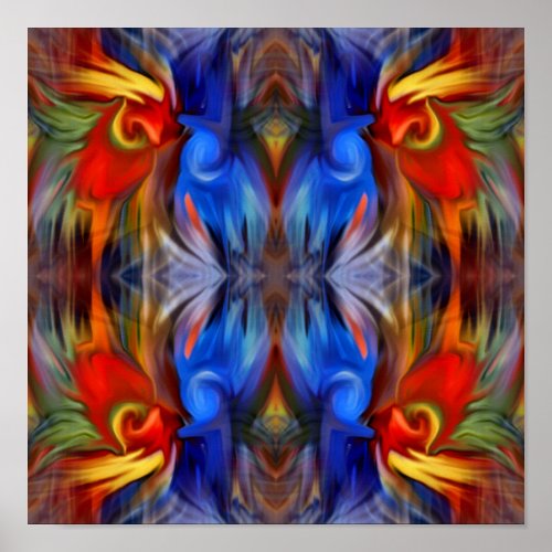 Colorful Brush Strokes And Shapes Abstract     Poster