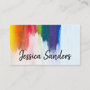 Colorful Brush Strokes Artistic Business Card