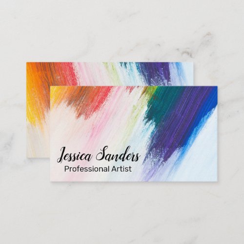 Colorful Brush Strokes  Expressive Business Card