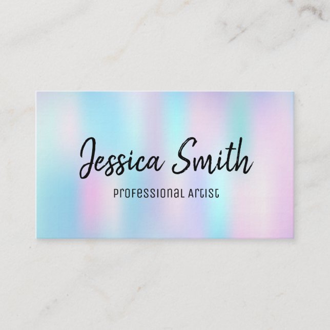 Colorful | Brush Strokes | Holographic Gradient Business Card (Front)