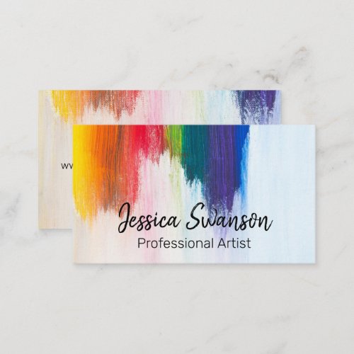 Colorful  Brush Strokes  Modern Artist Business Card