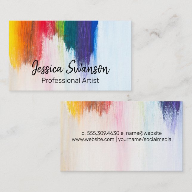 Colorful | Brush Strokes | Modern Artist Business Card (Front/Back)