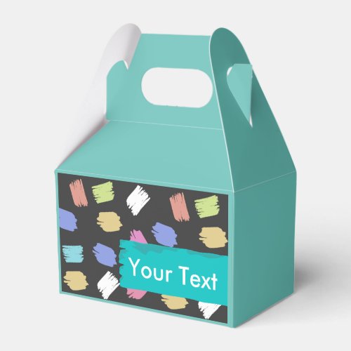 Colorful Brush Strokes on Black CustomText Favor Boxes