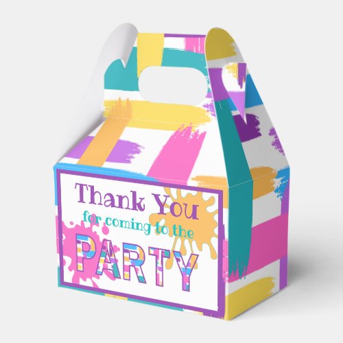 Colorful Brush Strokes paint party favor boxes 