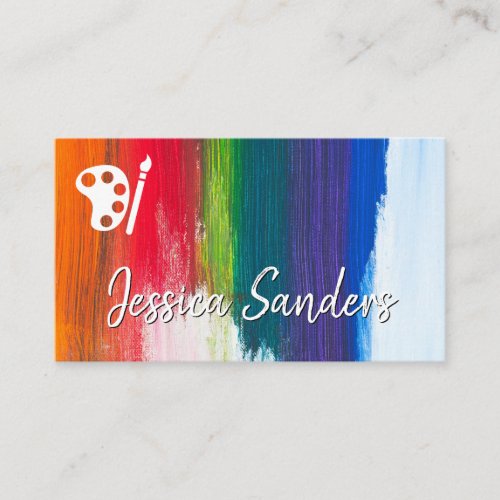 Colorful  Brush Strokes  Palette and Brush Business Card