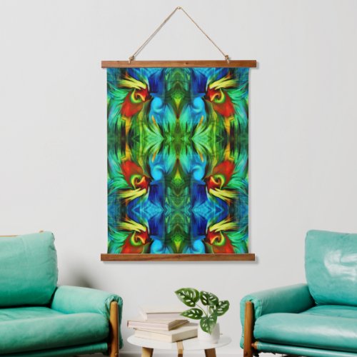 Colorful Brush Strokes Shapes Abstract Green     Hanging Tapestry