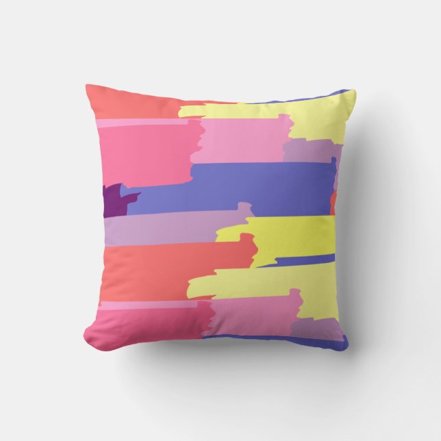 Colorful Brush Strokes Throw Pillow (Front)
