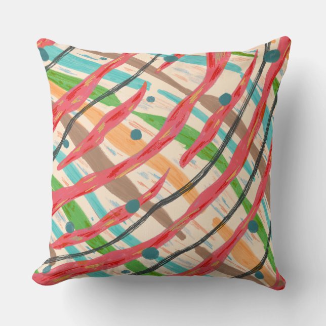 Colorful brush strokes throw pillow (Front)