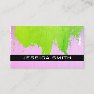 Colorful Brushed (Green Pink) Business Card