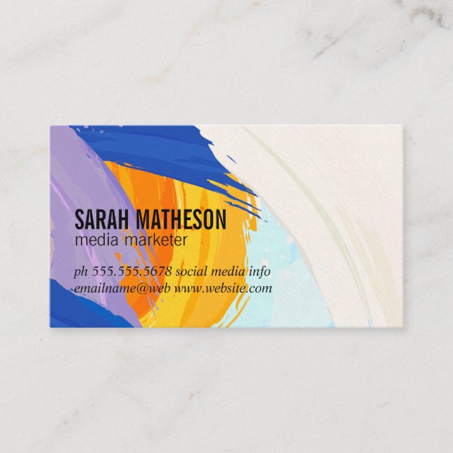 Colorful  Brushed Texture | Creative Artistic Business Card (Front)