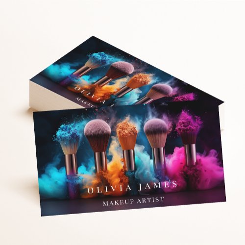 Colorful Brushes Makeup Artist Cosmetics Beauty Business Card