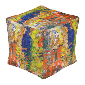Colorful Brushstroke Abstract – Artist Palette Pouf