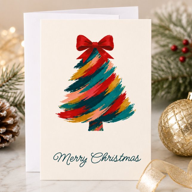 Colorful Brushstroke Christmas Tree Holiday Card (Creator Uploaded)