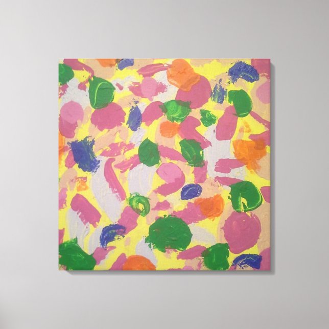 Colorful Brushstrokes Abstract Art Canvas Print (Front)