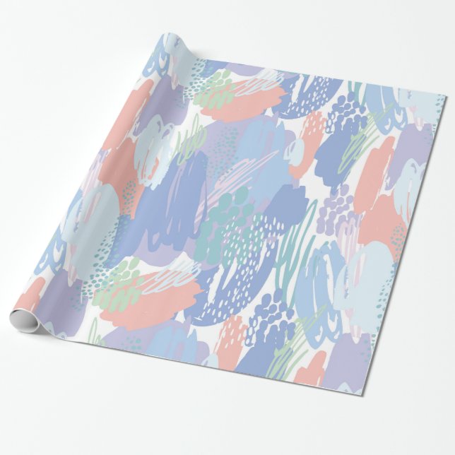 Colorful brushstrokes abstract pattern wrapping paper (Unrolled)