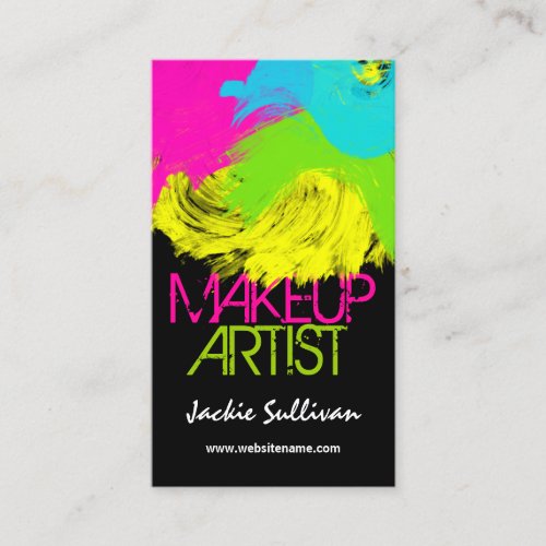 Colorful Brushstrokes Makeup Artist Business Cards