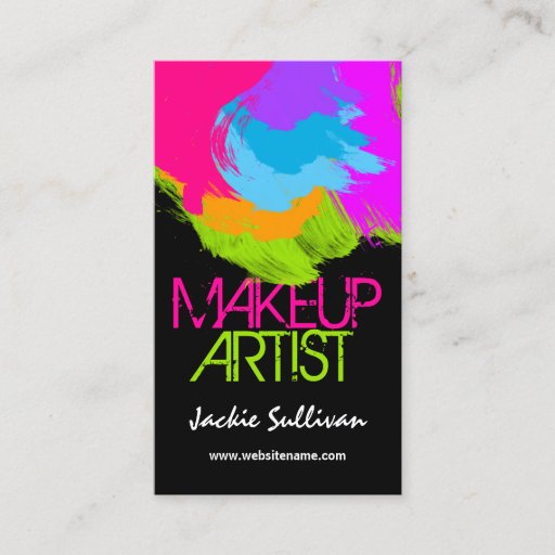 Customizable Colorful Brushstrokes Makeup Artist Business Cards