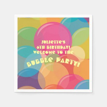 Colorful Bubble Birthday Paper Napkin by youreinvited at Zazzle