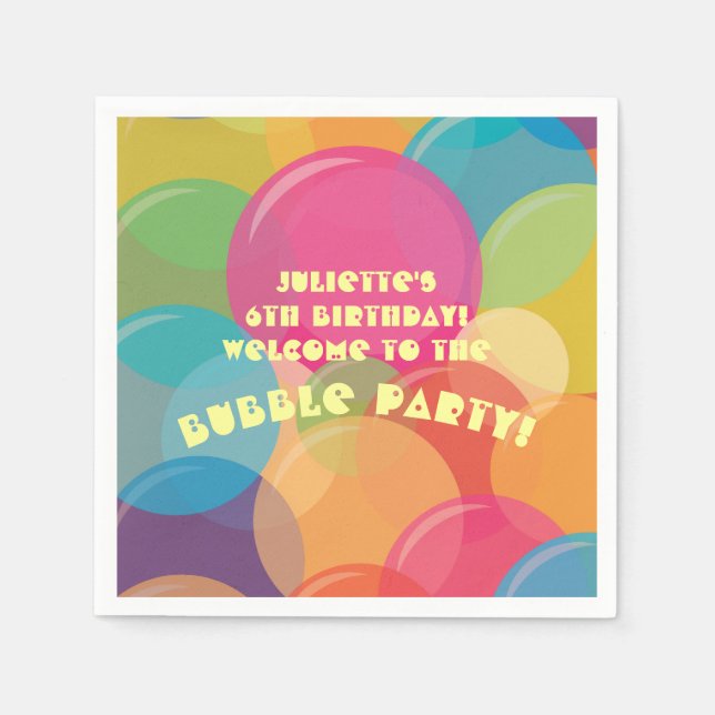 Colorful Bubble Birthday Paper Napkin (Front)