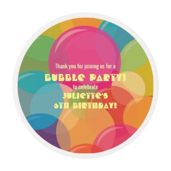 Colorful Bubble Birthday Party Edible Frosting Rounds by youreinvited at Zazzle