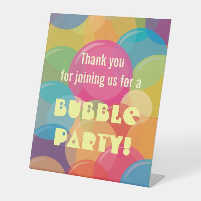 Colorful Bubble Birthday Party Pedestal Sign (Front)