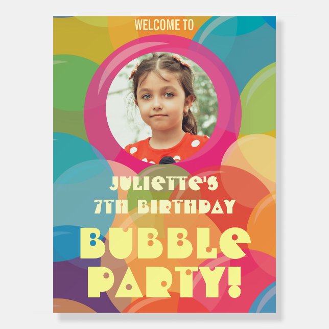 Colorful Bubble Birthday Party Photo Foam Board (Front)