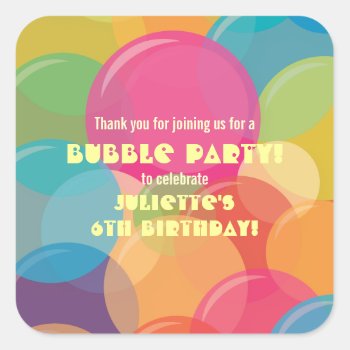 Colorful Bubble Birthday Party Sticker by youreinvited at Zazzle