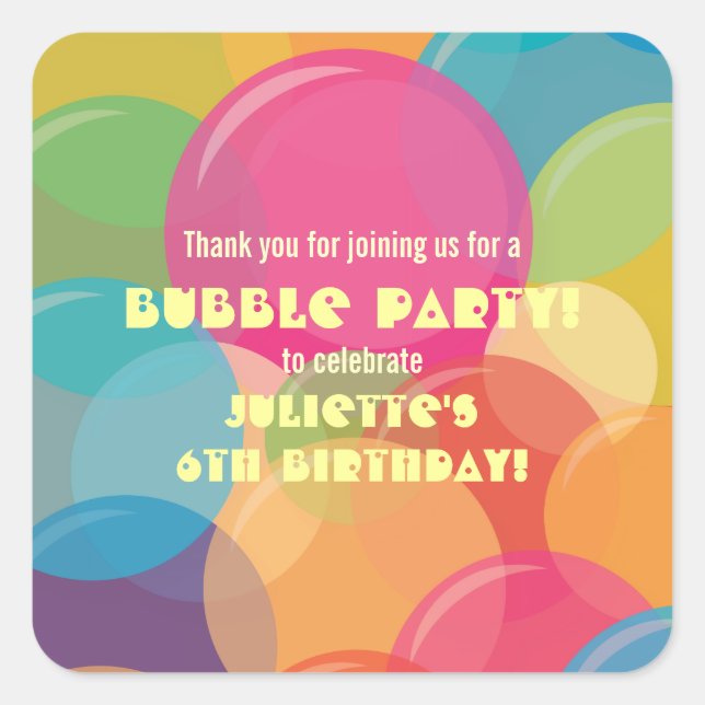 Colorful Bubble Birthday Party Sticker (Front)