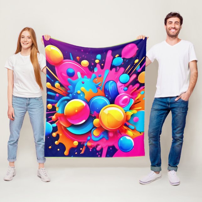 Colorful Bubble Blast Fleece Blanket (In Situ)