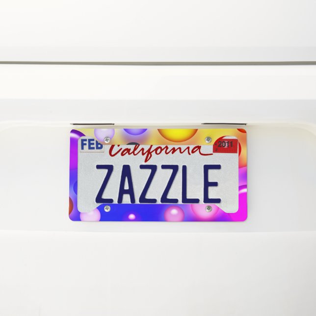 Colorful Bubble Design License Plate Frame (On Car)