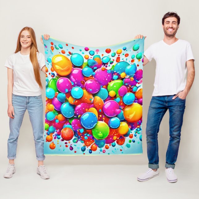 Colorful Bubble Explosion Fleece Blanket (In Situ)