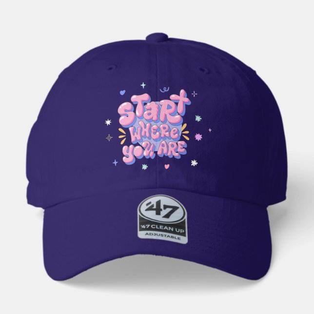 Colorful Bubble Letter Quote 47 Brand Hat (Front)