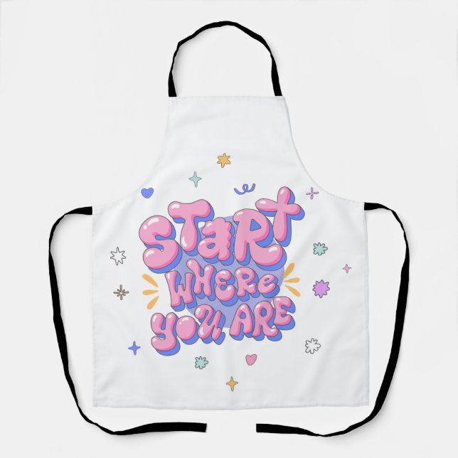 Colorful Bubble Letter Quote Apron (Front)