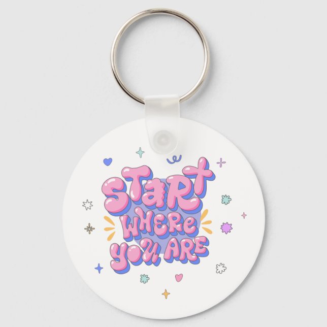 Colorful Bubble Letter Quote Keychain (Front)