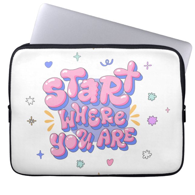 Colorful Bubble Letter Quote Laptop Sleeve (Front)
